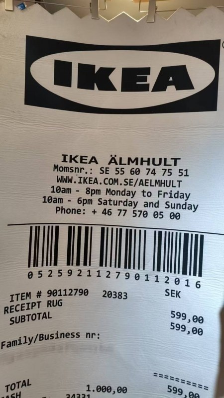 Virgil Abloh x IKEA Virgil Abloh x IKEA MARKERAD "RECEIPT" Rug